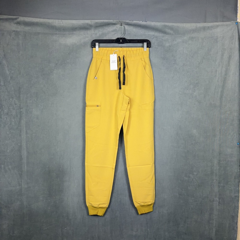 Figs Zamora Scrub Pants Womens Size XS TALL Light Gold High Waisted NWT